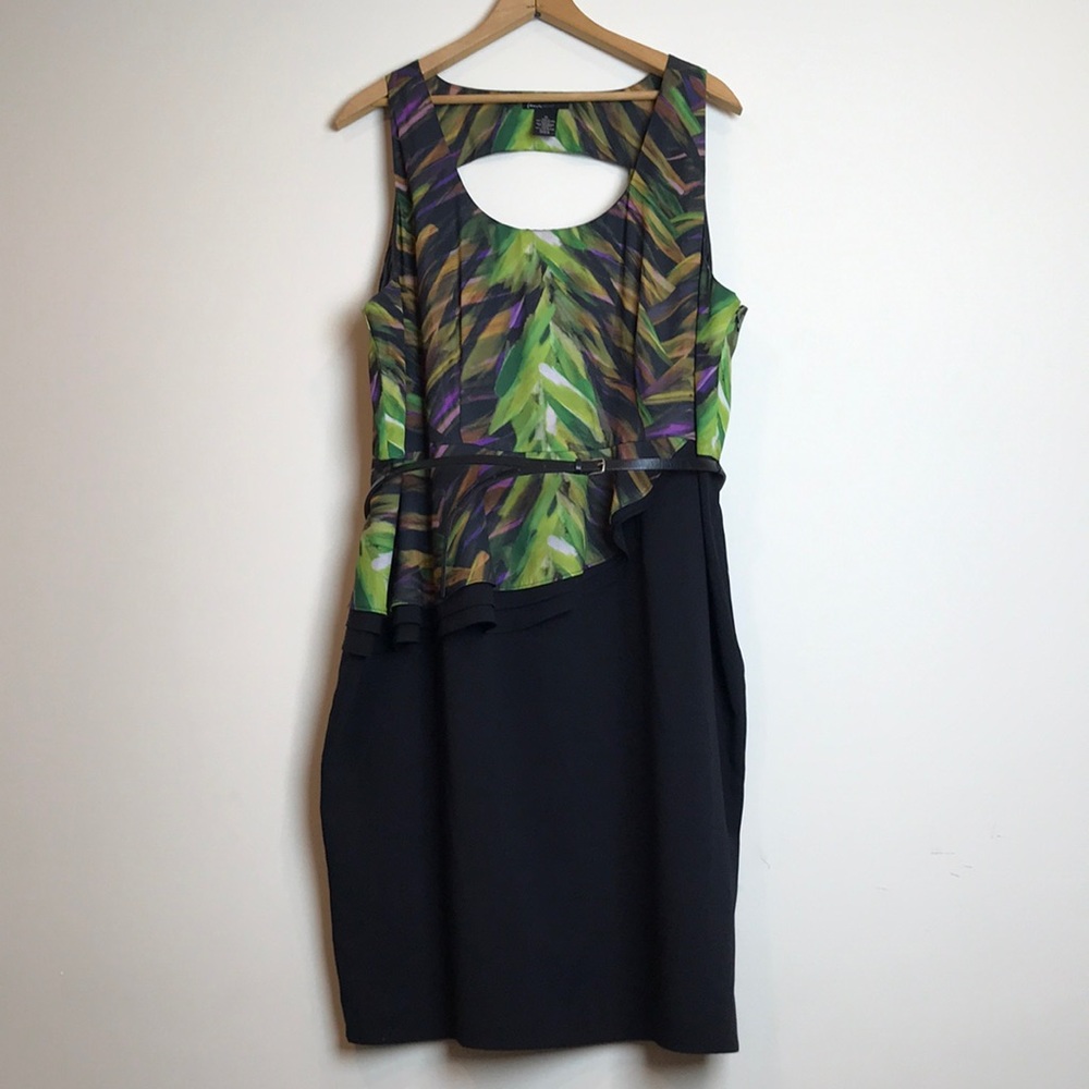 Plus Size Assymetrical Peplum Dress w/ Belt